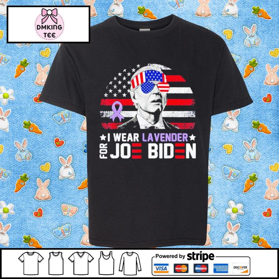 I Wear Lavender For Joe Biden Vintage American Flag Shirt