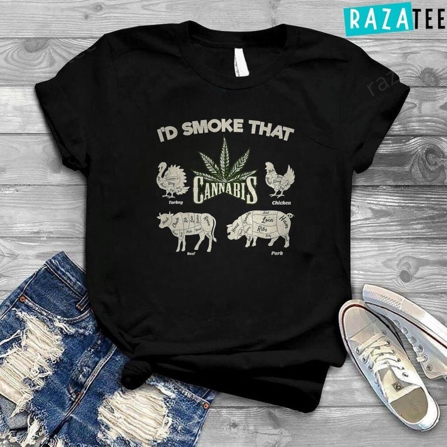 I’d Smoke That Funny BBQ Barbecue Grilling Weed Cannabis T-Shirt