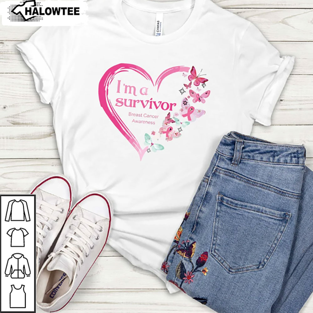 In October We Wear Pink Shirt Cancer Awareness Shirt, Pink Ribbon T-shirt I’m A Survivor T-shirt Cancer Fighter Shirt