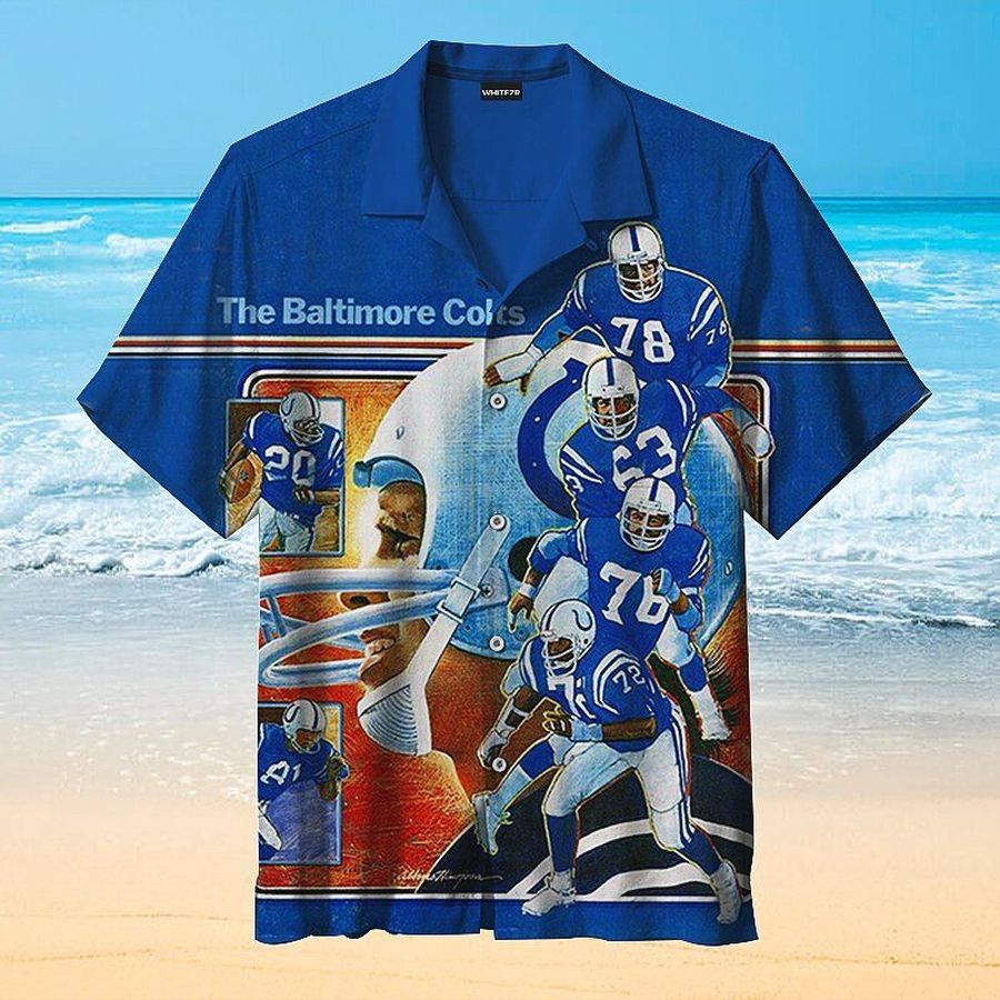 Indianapolis Colts Blue Nfl Hawaiian Graphic Print Short Sleeve Hawaiian Shirt L98 - 4226