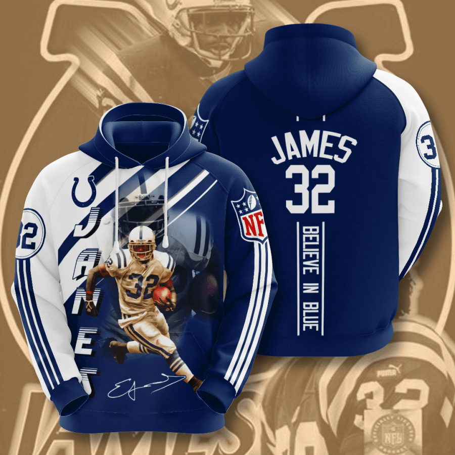Indianapolis Colts Edgerrin James 3D Hoodie For Men For Women All Over Printed Hoodie