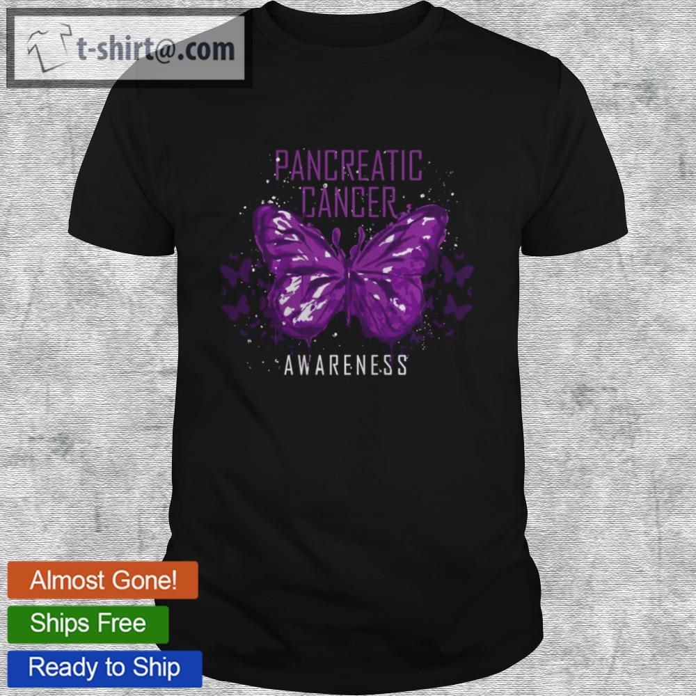 Insect purple ribbon butterfly pancreatic cancer awareness shirt