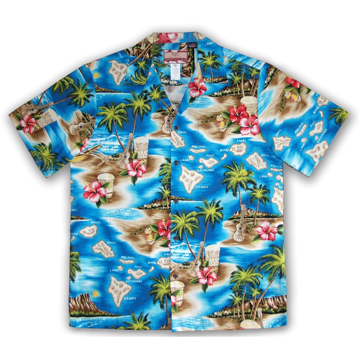 Island Stylin Turquoise Summer Beach Hawaiian Shirt