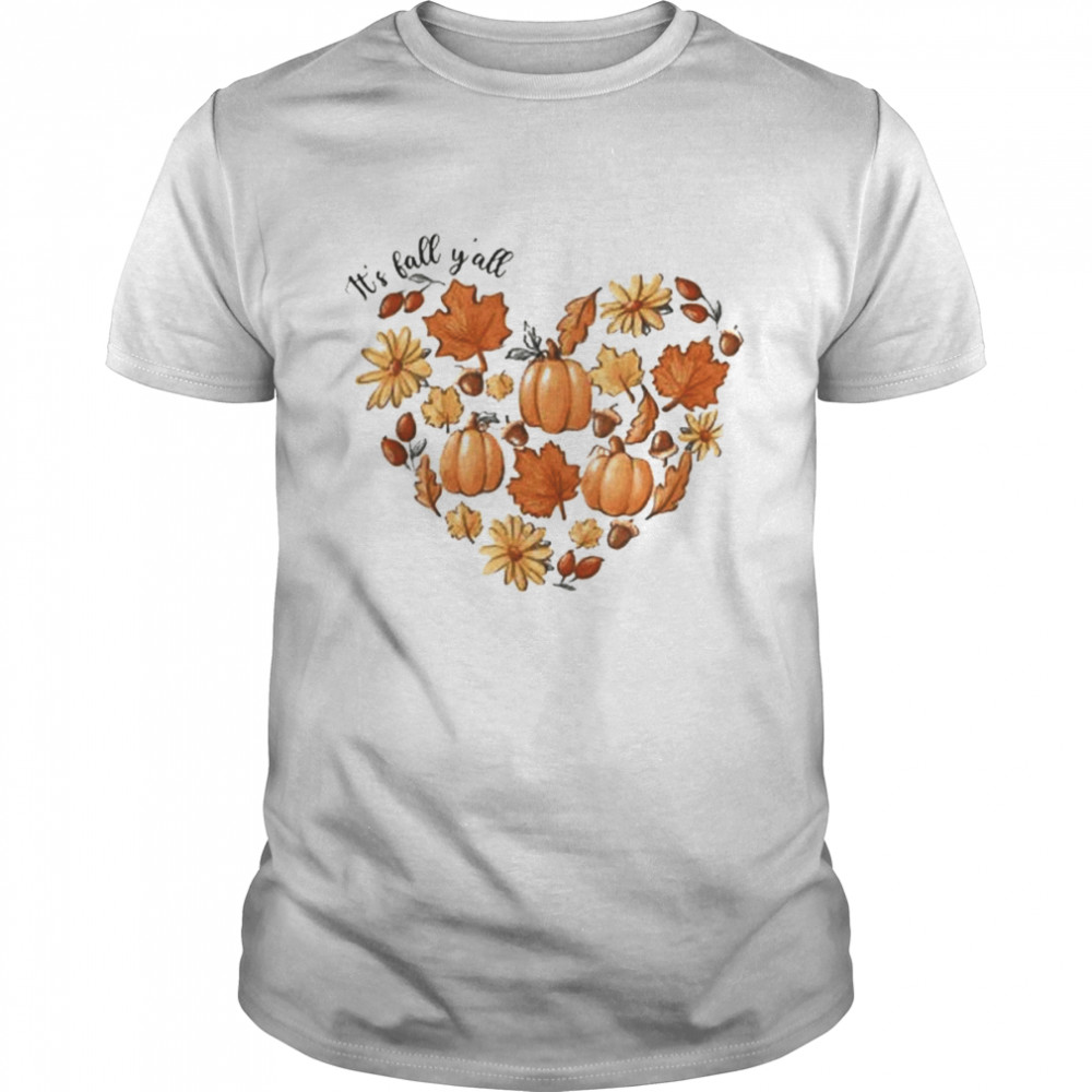 It’s Fall Y’all Vintage Pumpkin Leaf Fall Autumn Heart Shirt