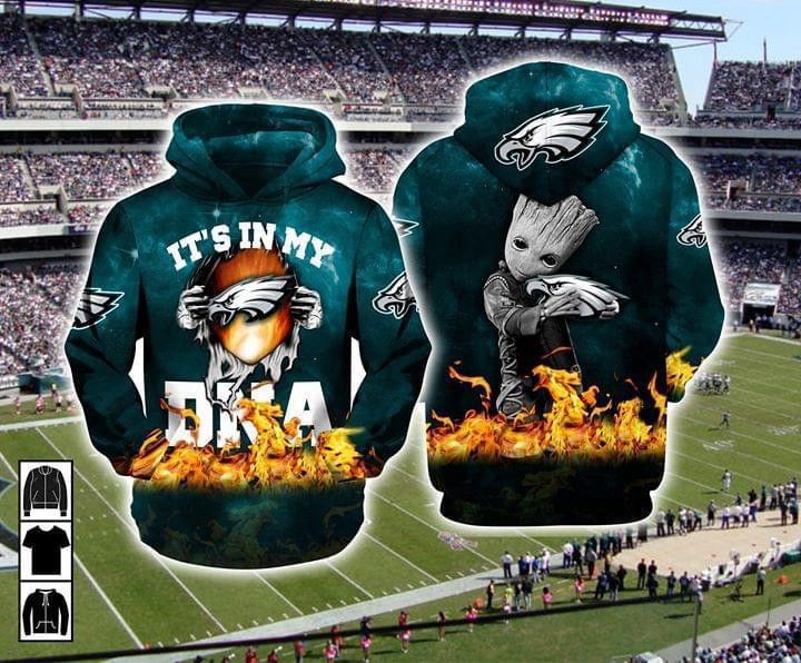 Its My Dna Philadelphia Eagles Baby Groot Ripped Pullover Hoodie
