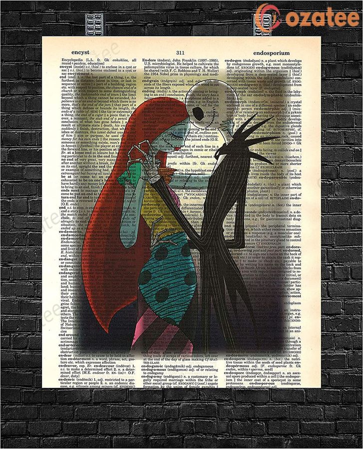 Jack And Sally In Love Wall Decor Jack Skellington From Nightmare Before Christmas Dictionary Poster