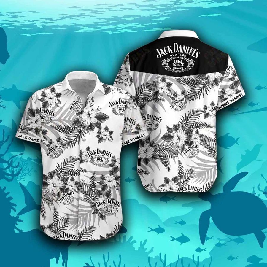 Jack danie Tropical black & white Unisex Summer Hawaiian Shirt