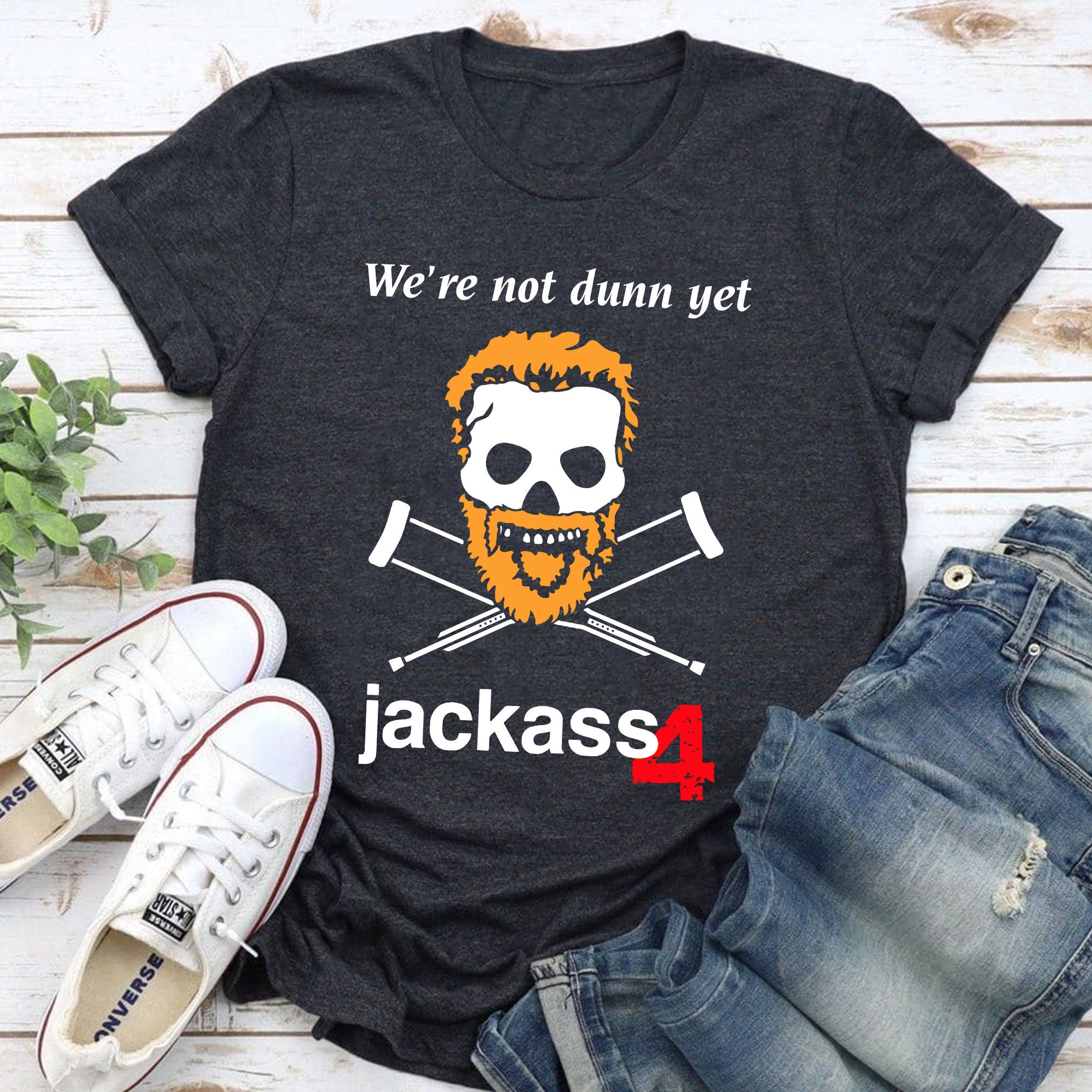 Jackass Skull And Crutches Logo Graphic Unisex T-Shirt