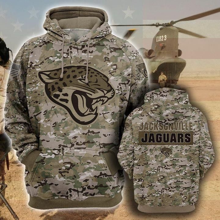 Jacksonville Jaguars Camouflage Pattern Zip 3D Hoodie All Over Print