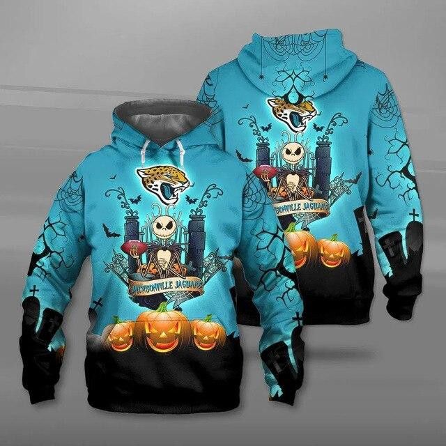 Jacksonville Jaguars Halloween 3D Hoodies Hooded Pocket Pullover