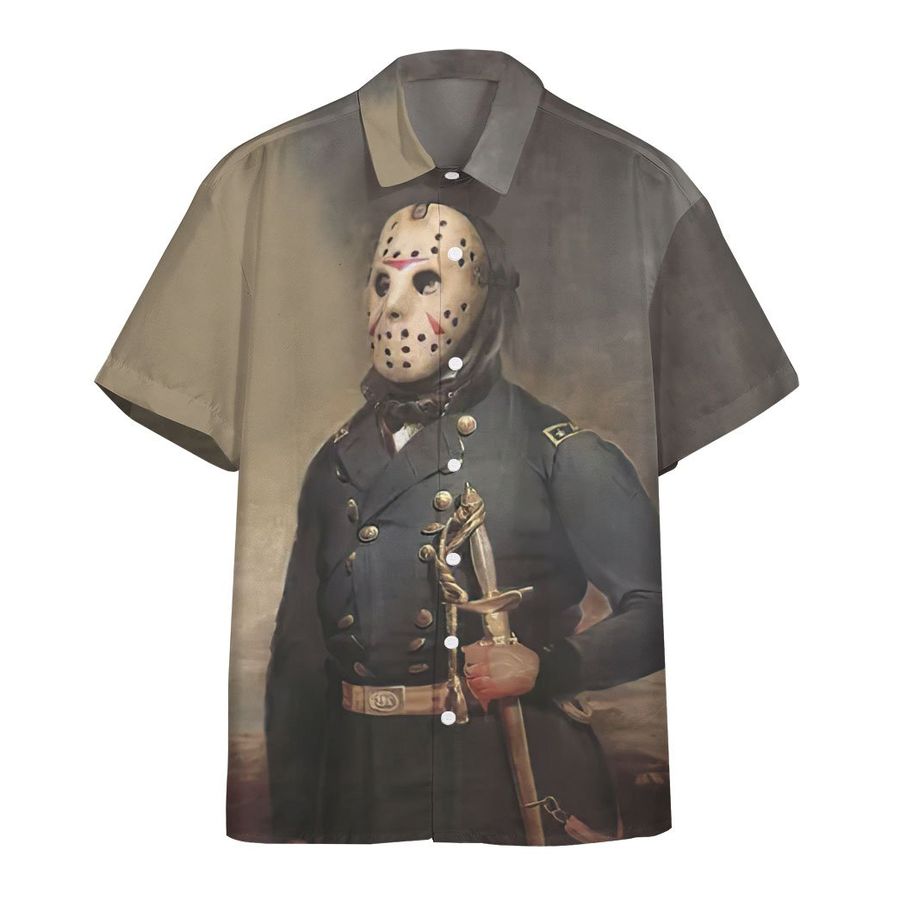 Jason Voorhees Fri The 13th Portrait 3d Summer Button Design For Halloween Hawaii Shirt