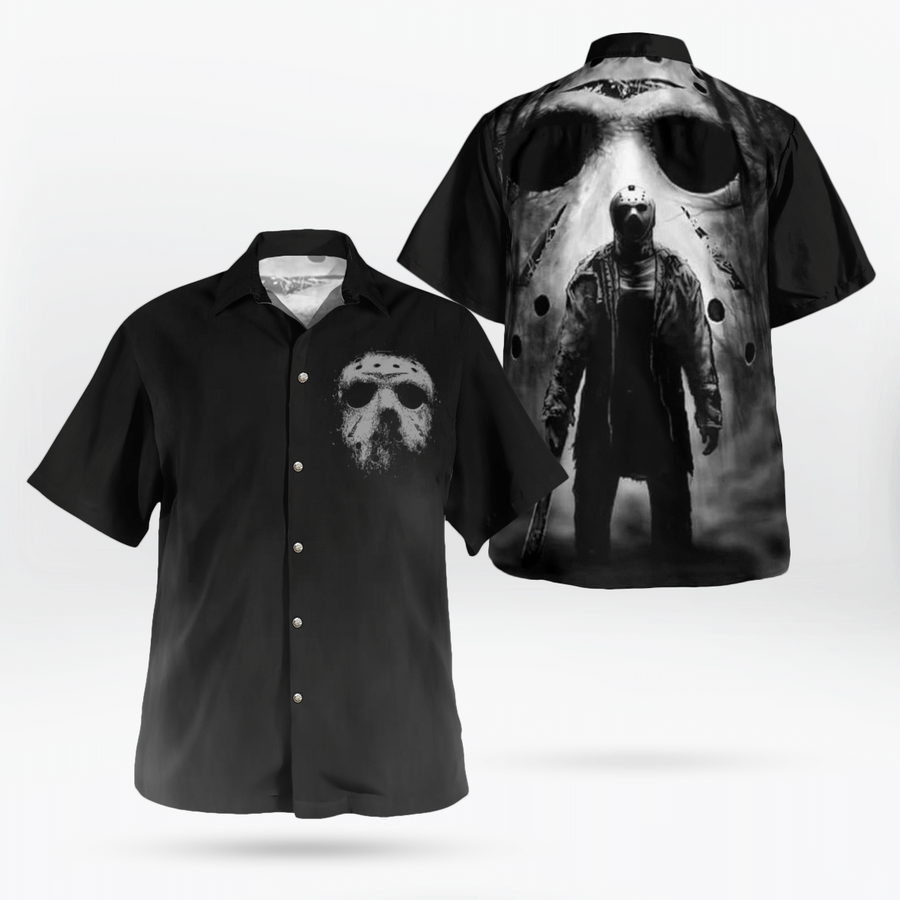 Jason Voorhees Halloween Black Hawaiian Shirt.png