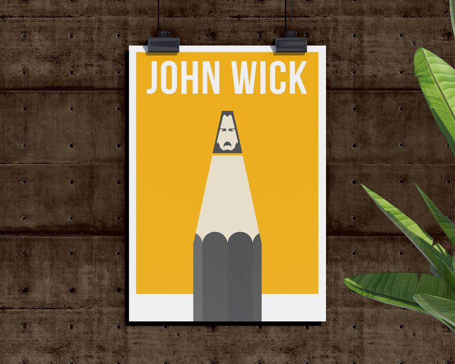 John Wick Minimalist Pencil Poster - John Wick 4k Movie Poster