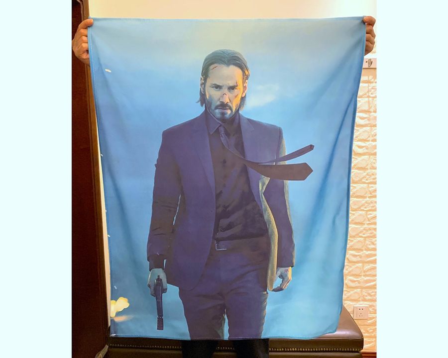 John Wick Movie Banner Fabric Poster 38''x28'', Canadian Actor Wall Art Decor