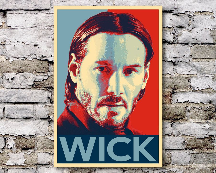 John Wick Pop Art Illustration - Keanu Reeves Home Decor in Poster Print or Canvas Art