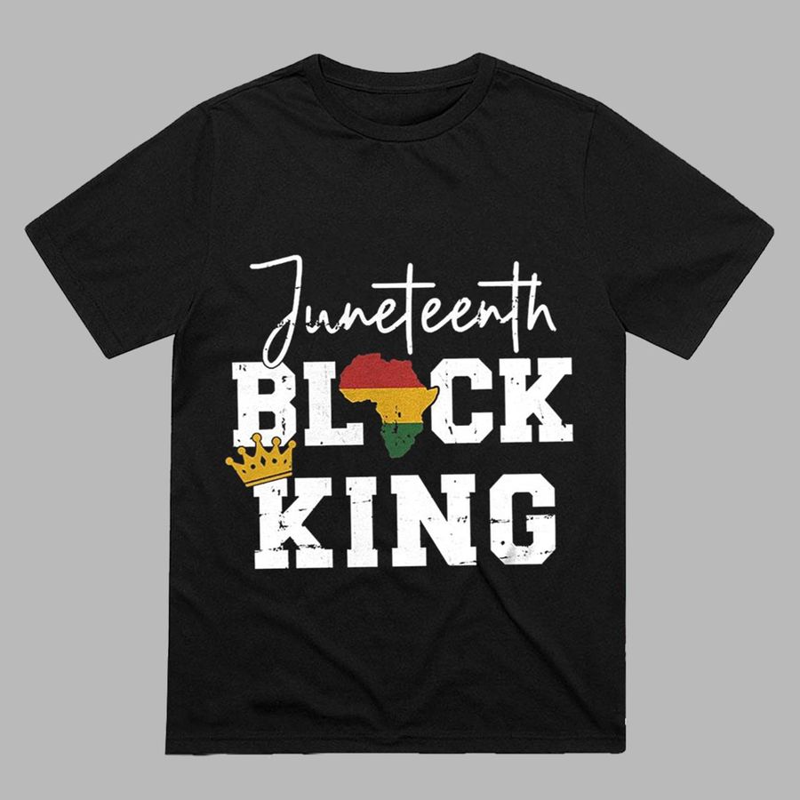 Juneteenth Black King With Pan African Map Flag Gift For Father Day T-shirt