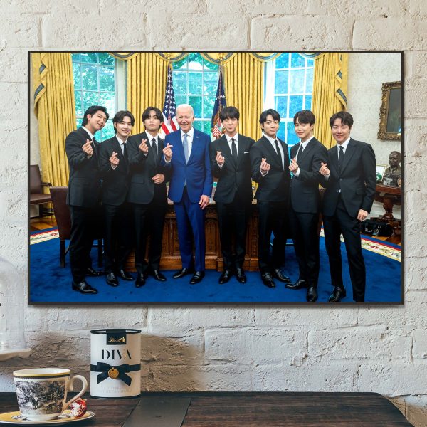 K-Pop Boy Band BTS Met with President Biden at the White House BTS ARMY Home Decor Poster Canvas