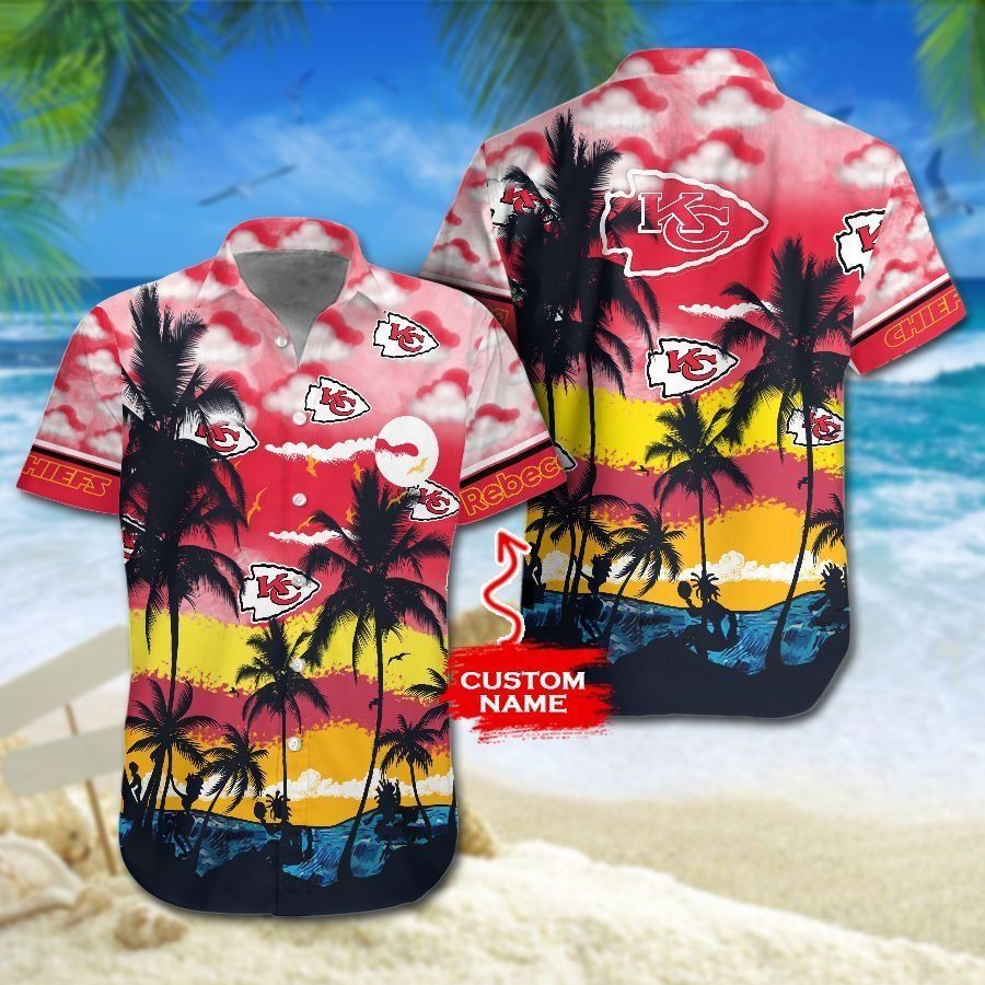 Kansas City Chiefs NFL Gift For Fan Personalized Hawaiian Graphic Print  Short Sleeve Hawaiian Shirt H97 