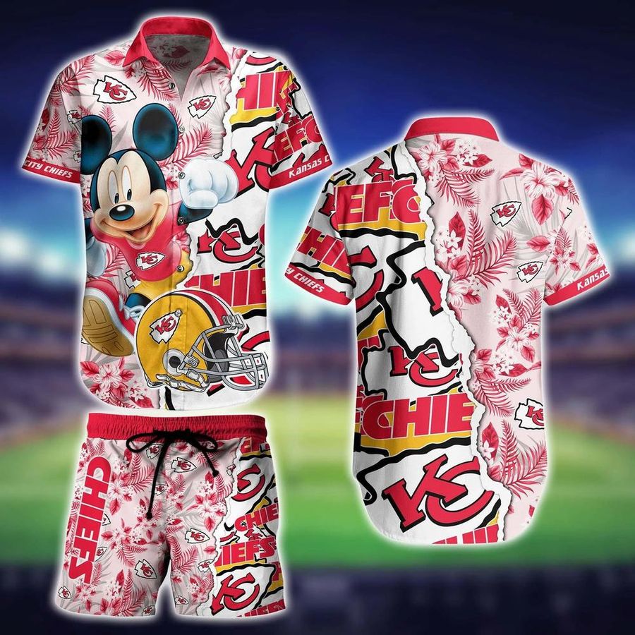 Kansas City Chiefs NFL Hawaiian Shirt And Short Mickey Graphic Tropical 3D Printed Gift For Men Women