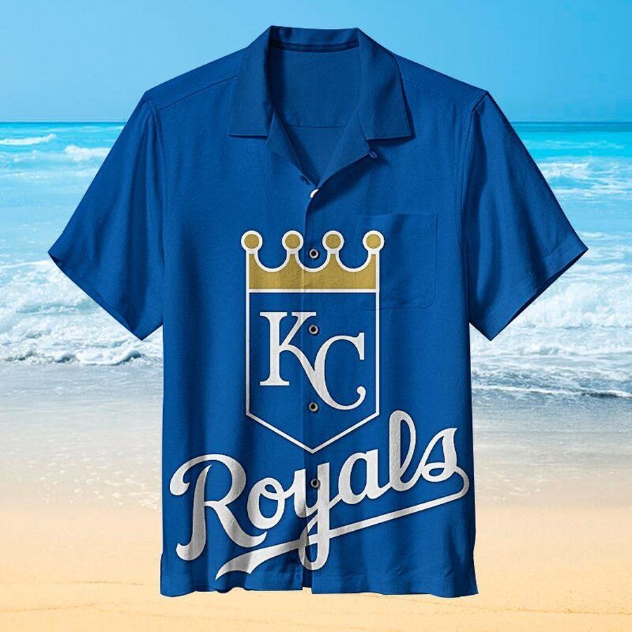 Kansas City Royals MLB Baseball Hawaiian Graphic Print Short Sleeve Hawaiian Shirt L98 - 329