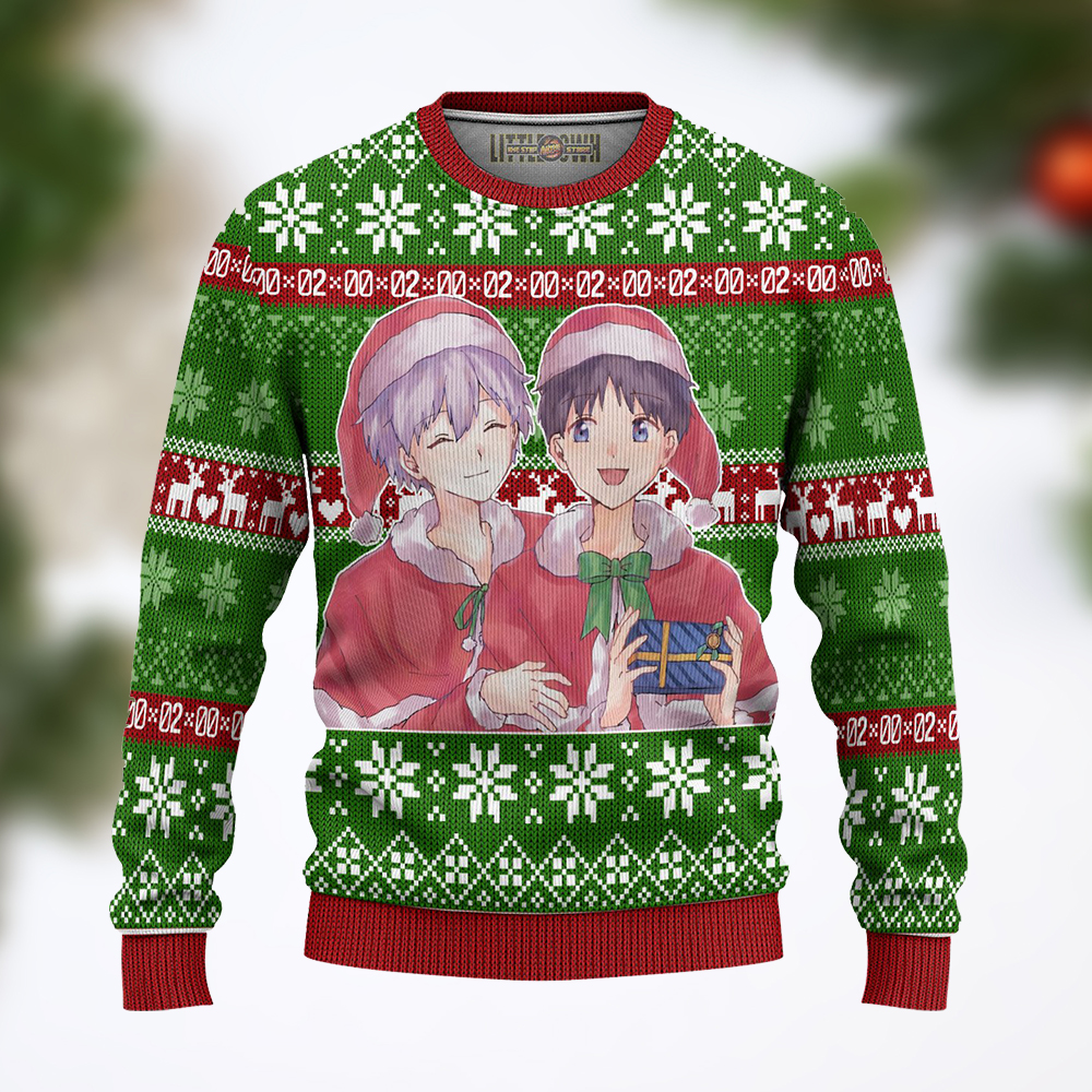 Kaworu X Shinji Anime Custom Neon Genesis Evangelion Ugly Sweater