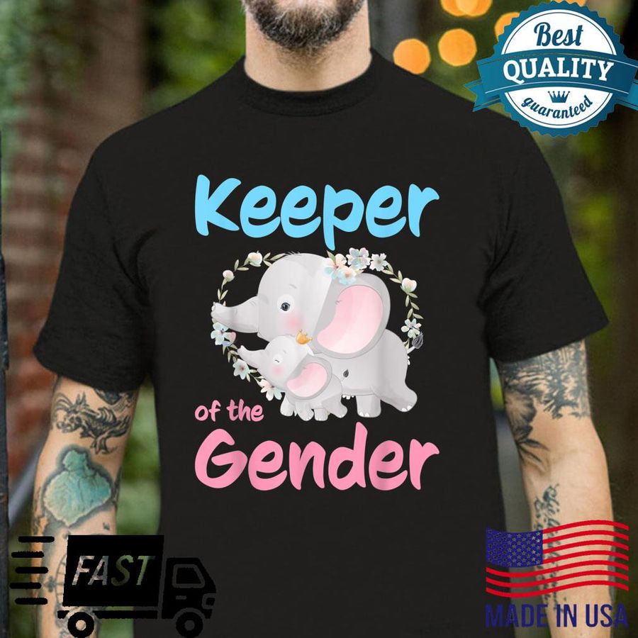 Keeper Of The Gender Pink or Blue Baby Elephant Reveal Party Shirt