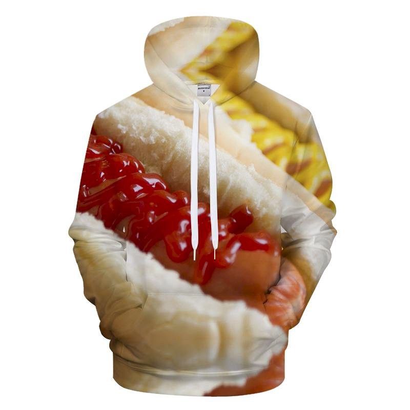 Ketchup Mustard Hot Dog 3D Sweatshirt Hoodie Pullover Custom