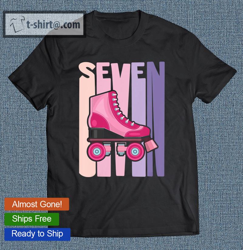 Kids 7 Years Old Cute Roller Skating Birthday Girl 7Th B-Day T-shirt