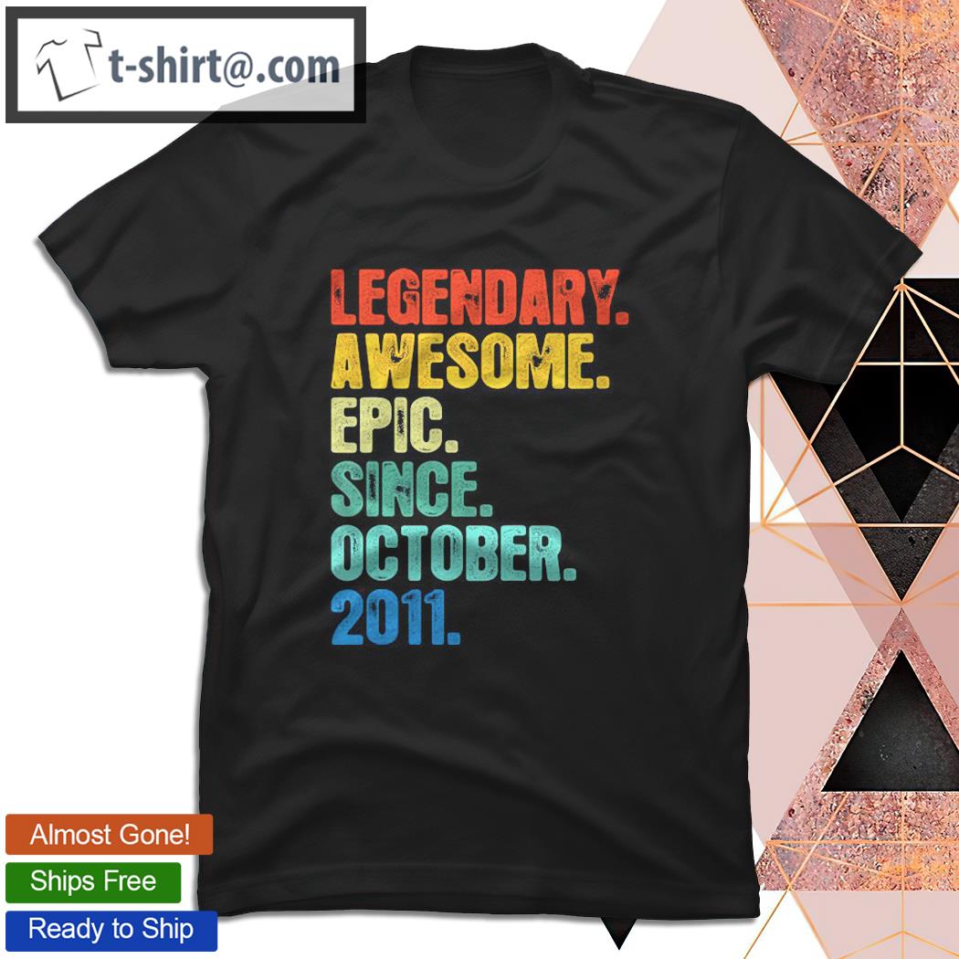 Kids Retro Legendary Since October 2011 10 Years Old T-shirt