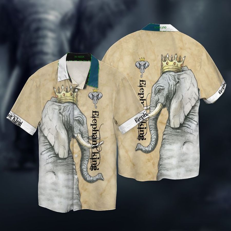 King Elephant For men And Women Graphic Print Short Sleeve Hawaiian Casual Shirt size S - 5XL
