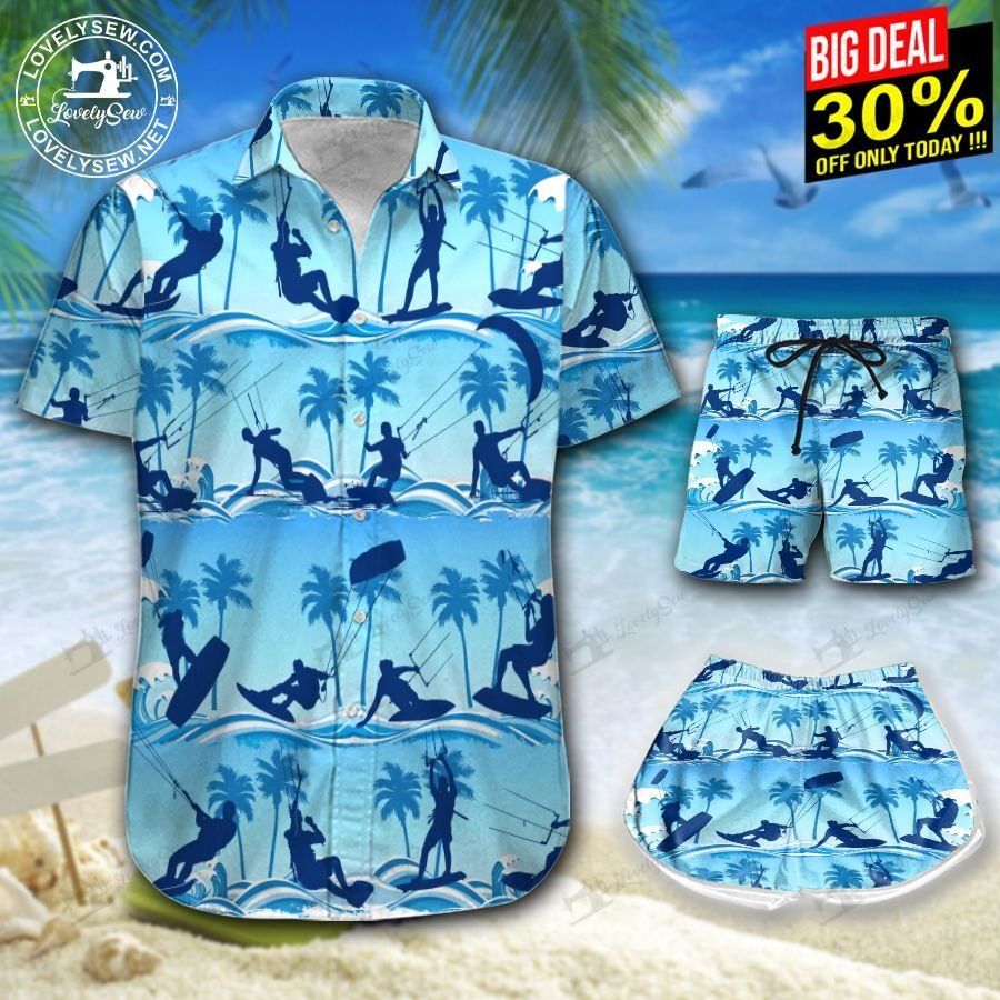 Kitesurfing Wave Blue Hawaii Shirt & Shorts BIT21071303-BIO21071303