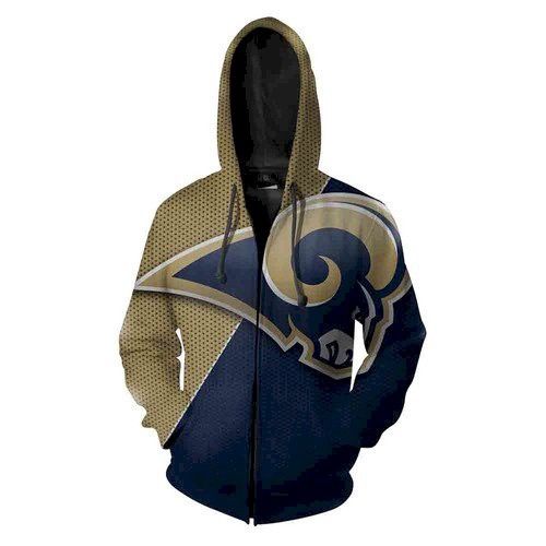 LA Rams Nfl 3D Hoodie Sweatshirt Zip