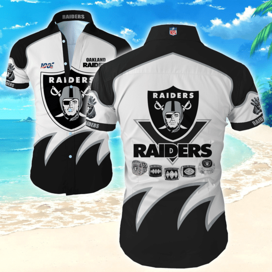 Las Vegas Raiders Nfl 1 Hawaiian Graphic Print Short Sleeve Hawaiian Shirt L98 - 2963.png