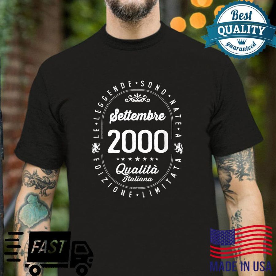 Legends Born In September 2000 22th Birthday 22 Years Old Shirt