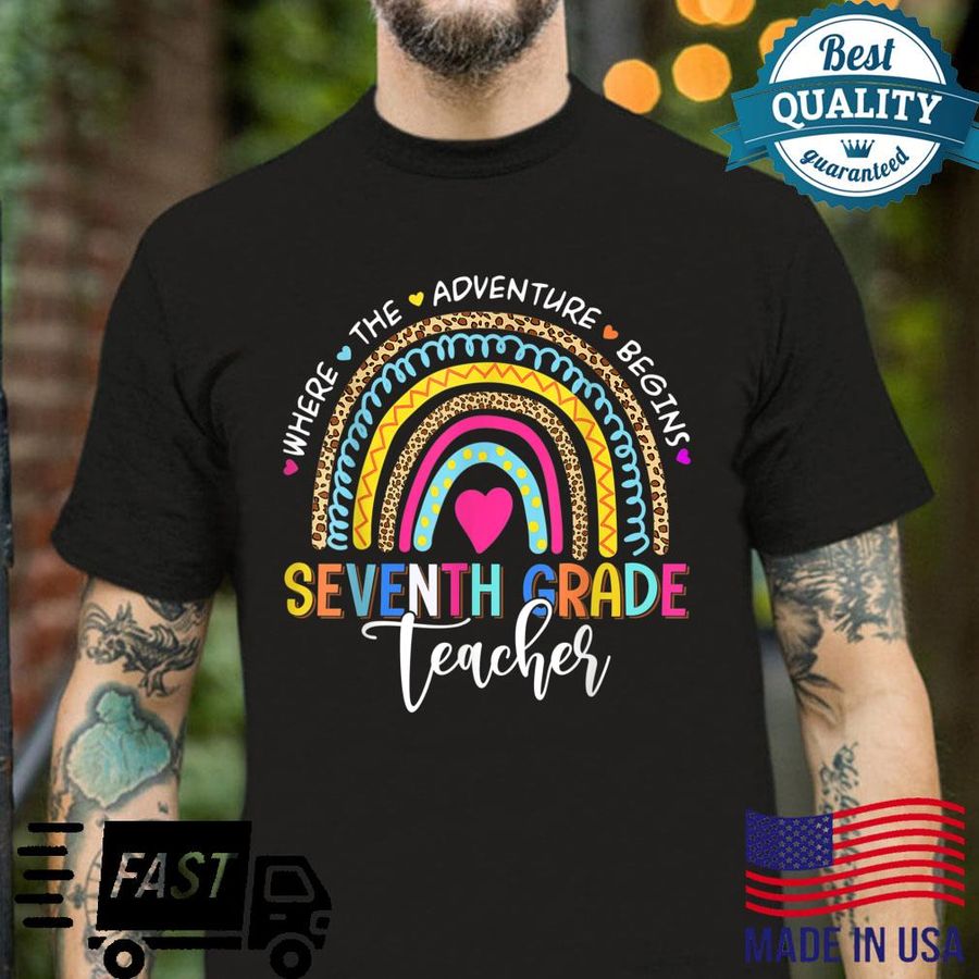 Leopard Rainbow Seventh Grade Where The Adventure Begins Shirt