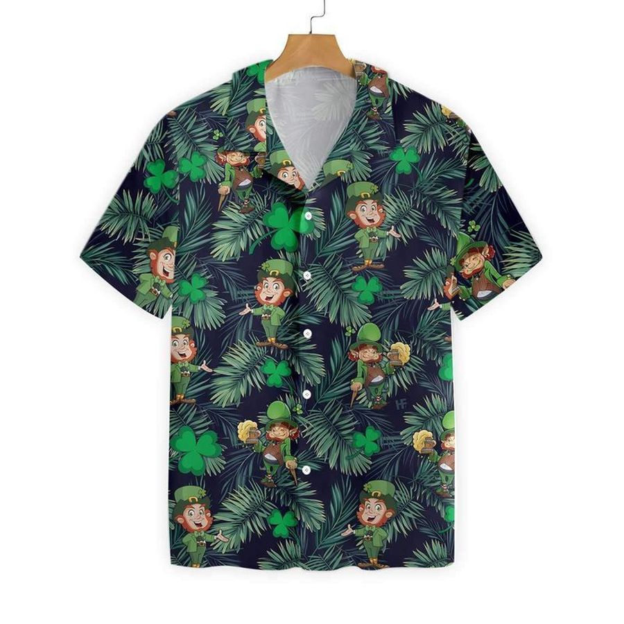 leprechaun With Irish Saint Patrick Day For men And Women Graphic Print Short Sleeve Hawaiian Casual Shirt Y97