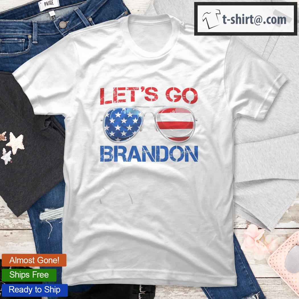 Let’S Go Brandon Funny Vintage American Flag Sunglasses Shirt