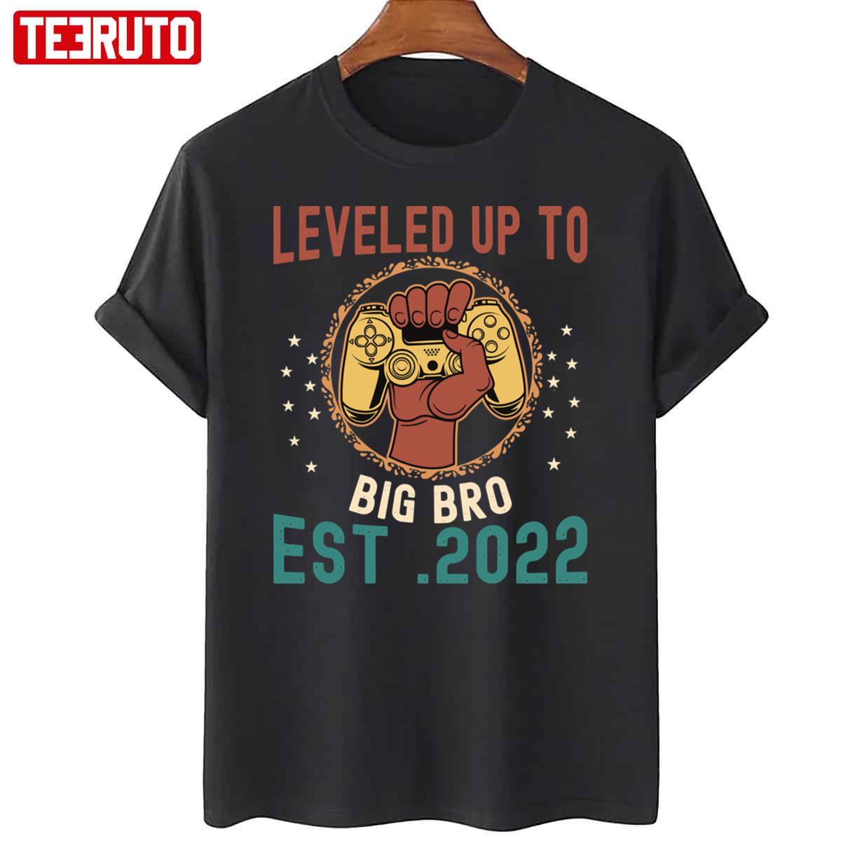 Leveled Up To Big Brother Est 2022 Retro Unisex T-Shirt