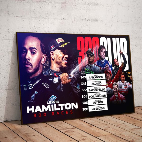 Lewis Hamilton 300 Races F1 Home Decor Poster Canvas