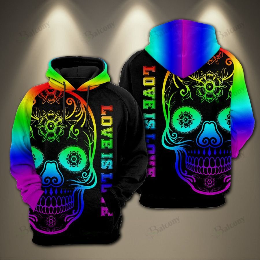 LGBT Skull Love is love Pride Color Hoodie 3D