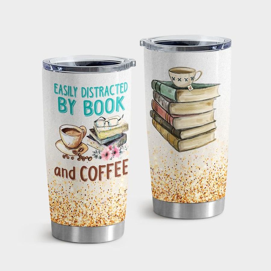 Library Books New Tumbler, Easily Distracted By Book And Coffee Tumbler Tumbler Cup 20oz , Tumbler Cup 30oz, Straight Tumbler 20oz
