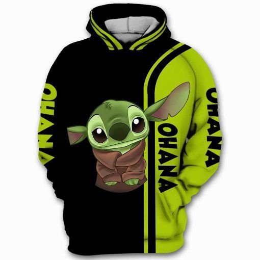 Lilo And Stitch Ohana Baby Yoda Star Wars 3D Hoodie Sweatshirt