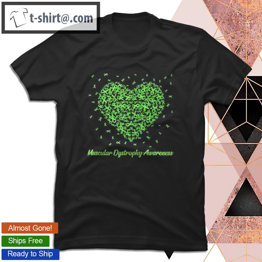 Lime Green Heart Ribbon Muscular Dystrophy Awareness Gifts T-shirt