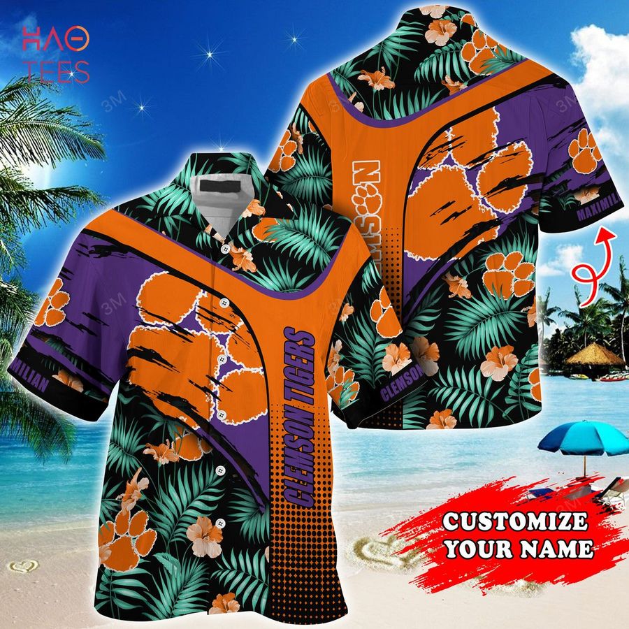 [LIMITED] Clemson Tigers Customized Summer Hawaiian Shirt, With Tropical Pattern For Fans