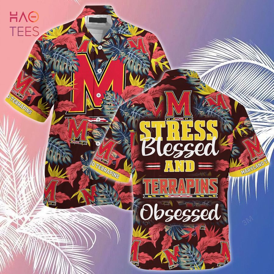 [LIMITED] Maryland Terrapins Summer Hawaiian Shirt And Shorts, Stress Blessed Obsessed For Fans