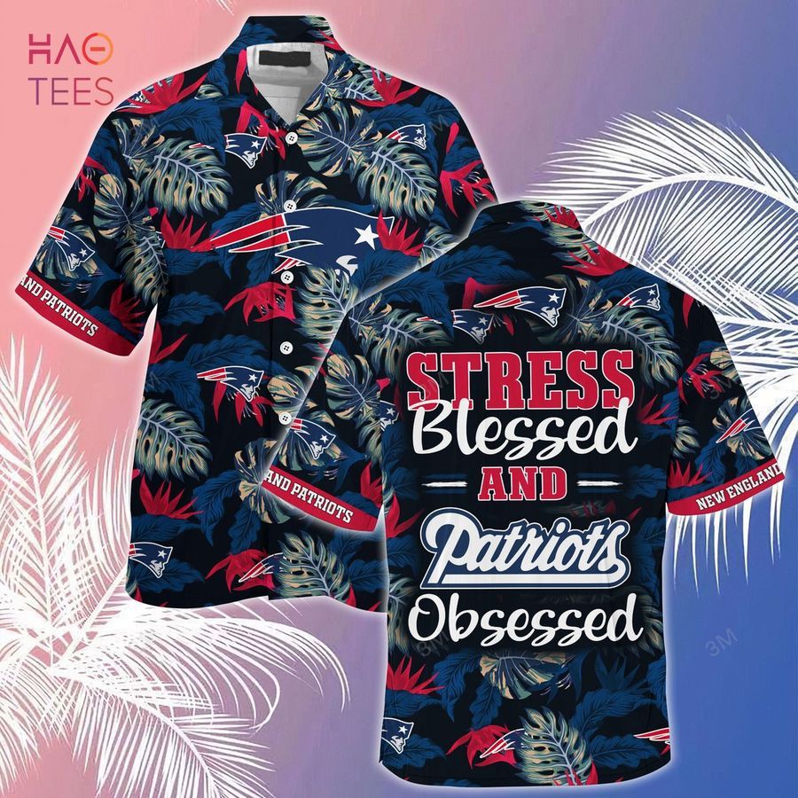 [LIMITED] New England Patriots NFL-Summer Hawaiian Shirt And Shorts, Stress Blessed Obsessed For Fans