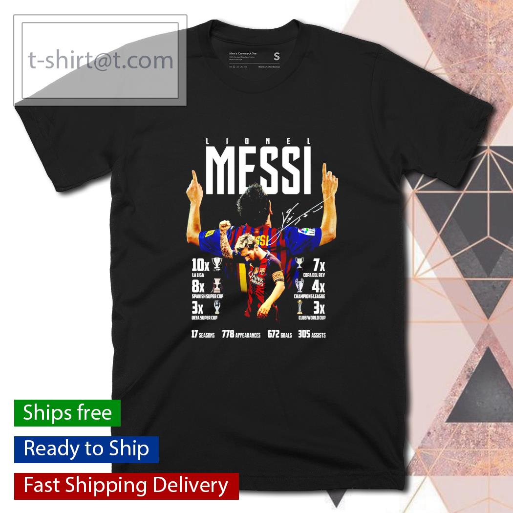 Lionel Messi 10x La Liga 8x Spanish Super Cup 3x UEFA Super Cup signature shirt