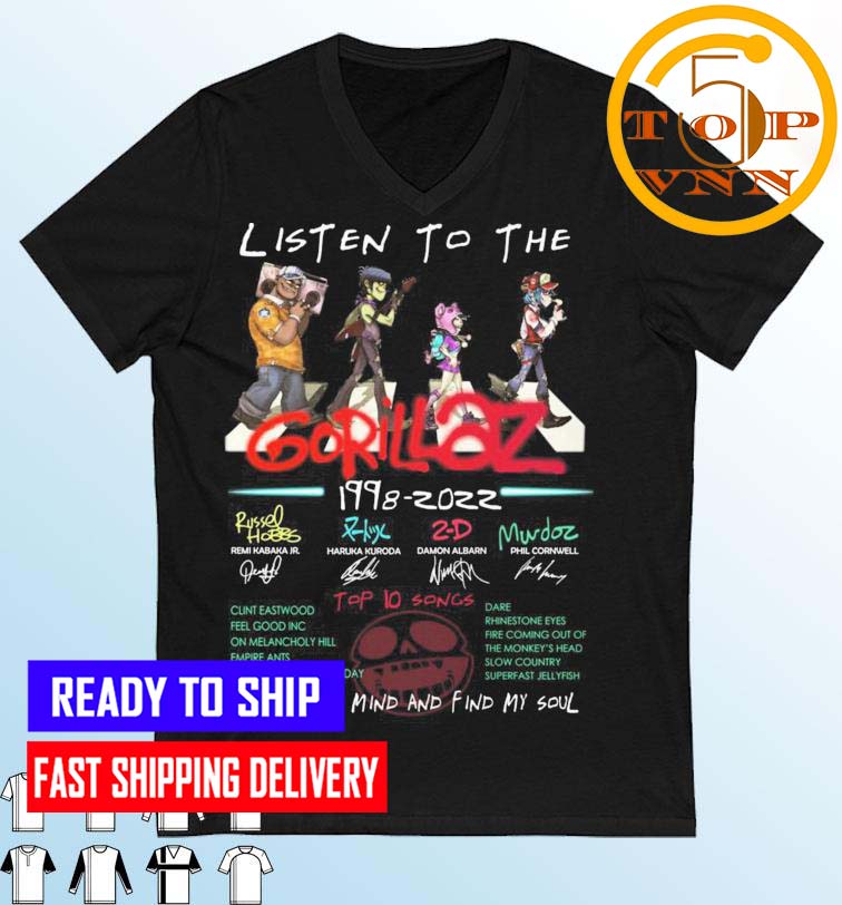 Listen To The Gorillaz Abbey Road 1998-2022 To Lose My Mind And Find My Soul Fans Gifts Shirt