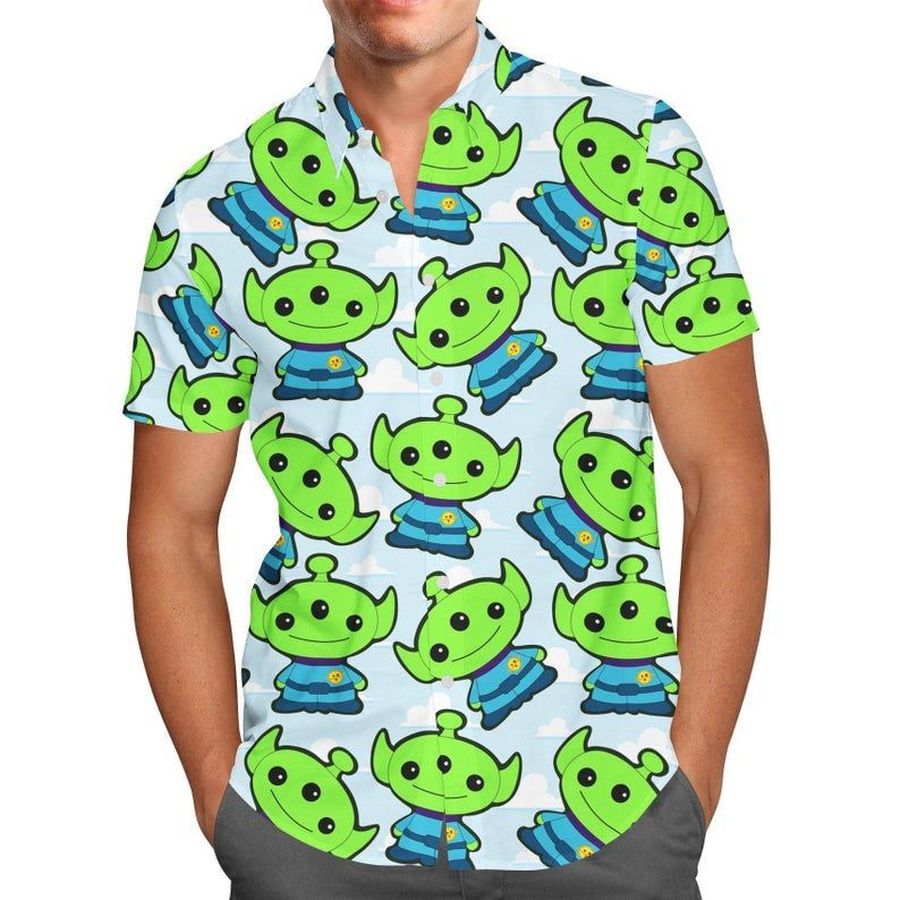 Little Green Aliens Toy Story Disney For men And Women Graphic Print Short Sleeve Hawaiian Casual Shirt Y97 - 4133