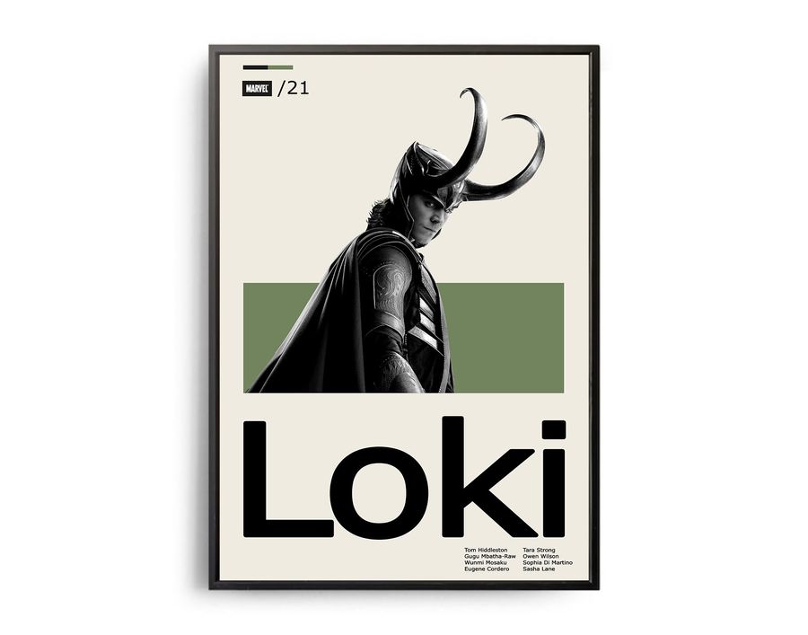 Loki vintage inspired movie print retro movie poster midcentury modern retro tv show poster minimal movie art best marvel movies